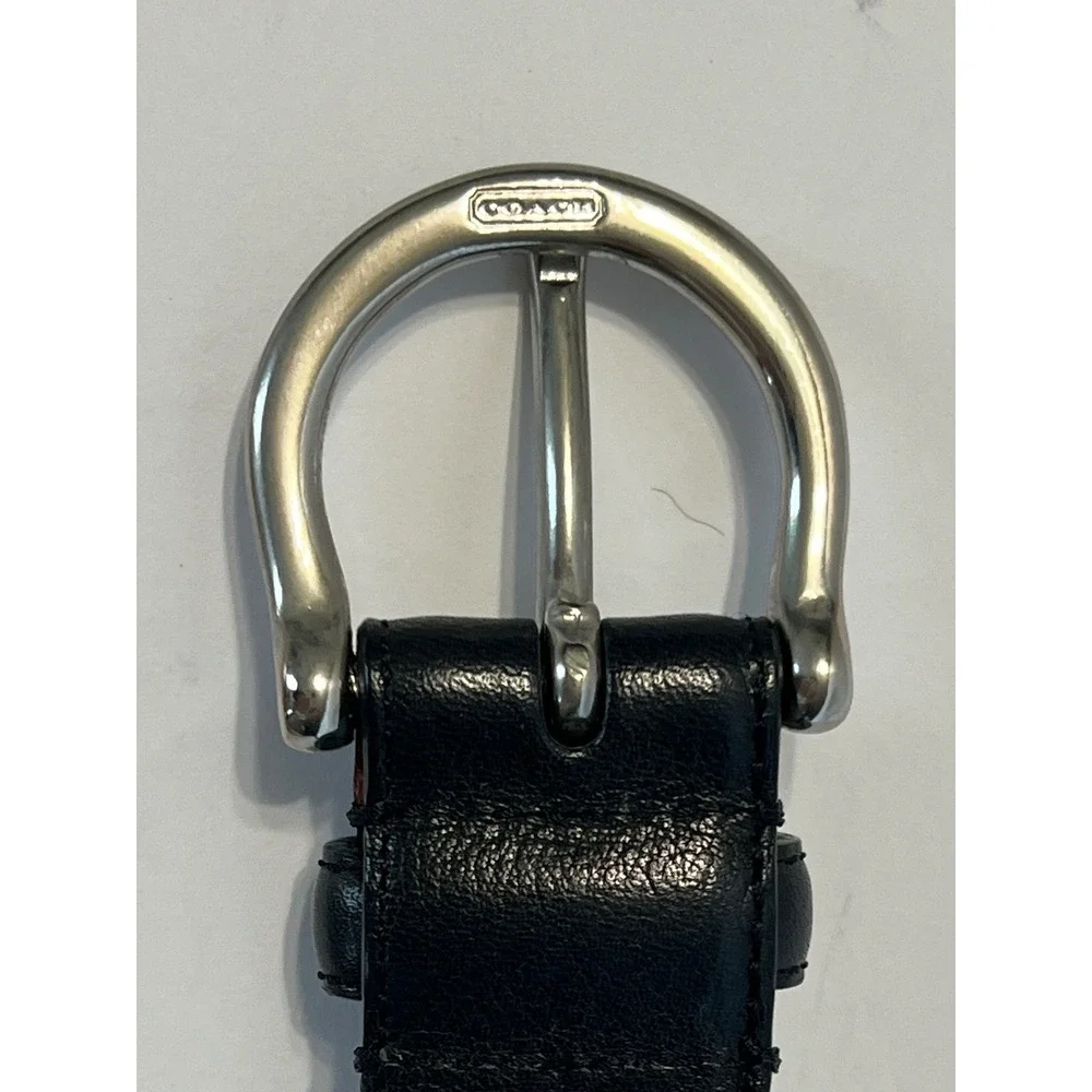 Coach Vintage Black Italian Calfskin Leather Belt 32 80cm Solid Brass Italy 3701